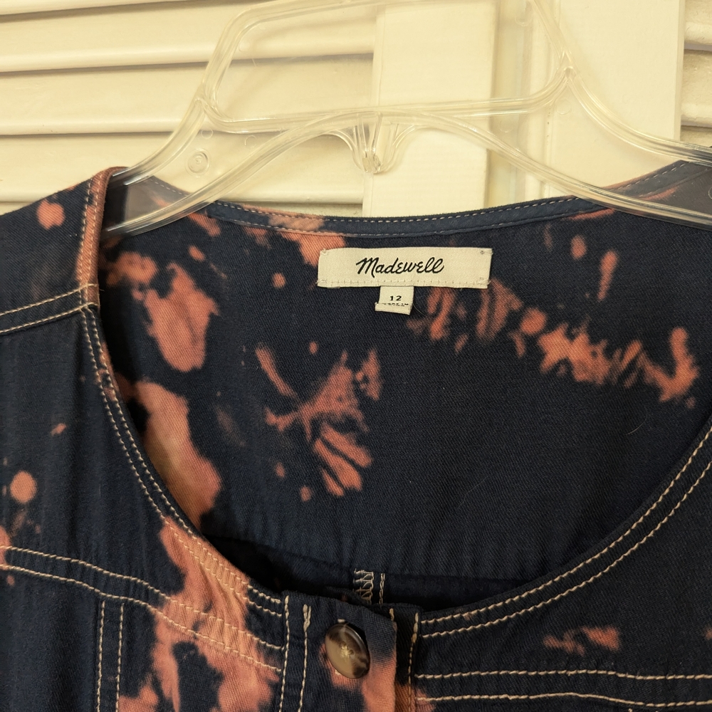 Madewell Navy Jumpsuit with Pink Bleach Splatter - Picture 2 of 6